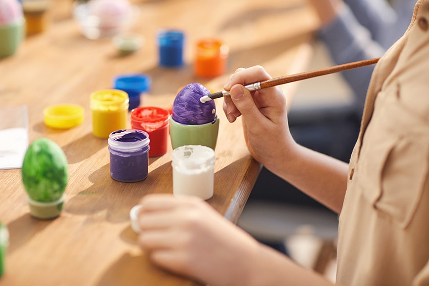 Tempera Paint on Easter Eggs