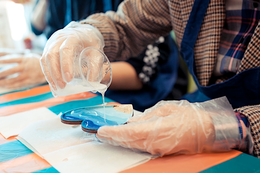 Pouring Resin into Shallow Mold