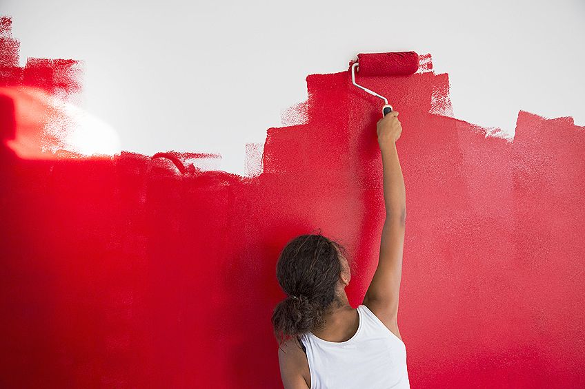 Red Shades on Wall