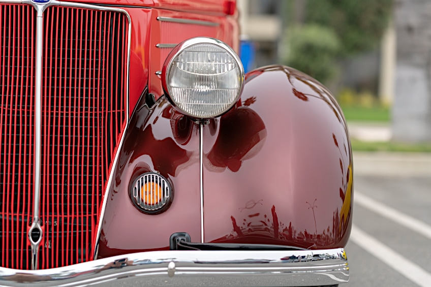 Burgundy and Red on Classic Car