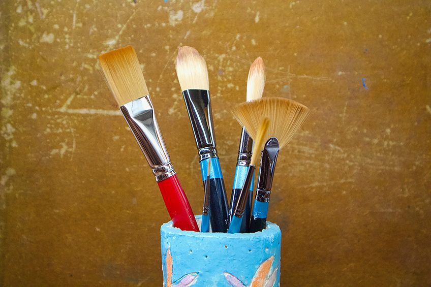 Store Acrylic Paint Brushes in a Jar