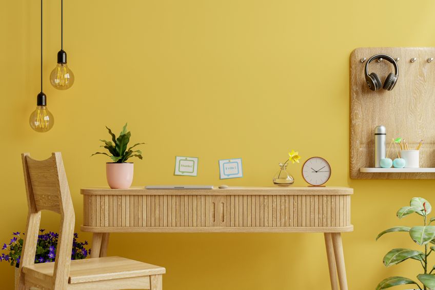 Yellow Earth Tone Feature Wall