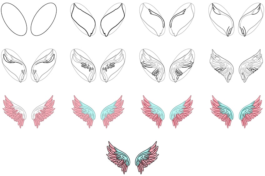 How to Draw Wings Collage